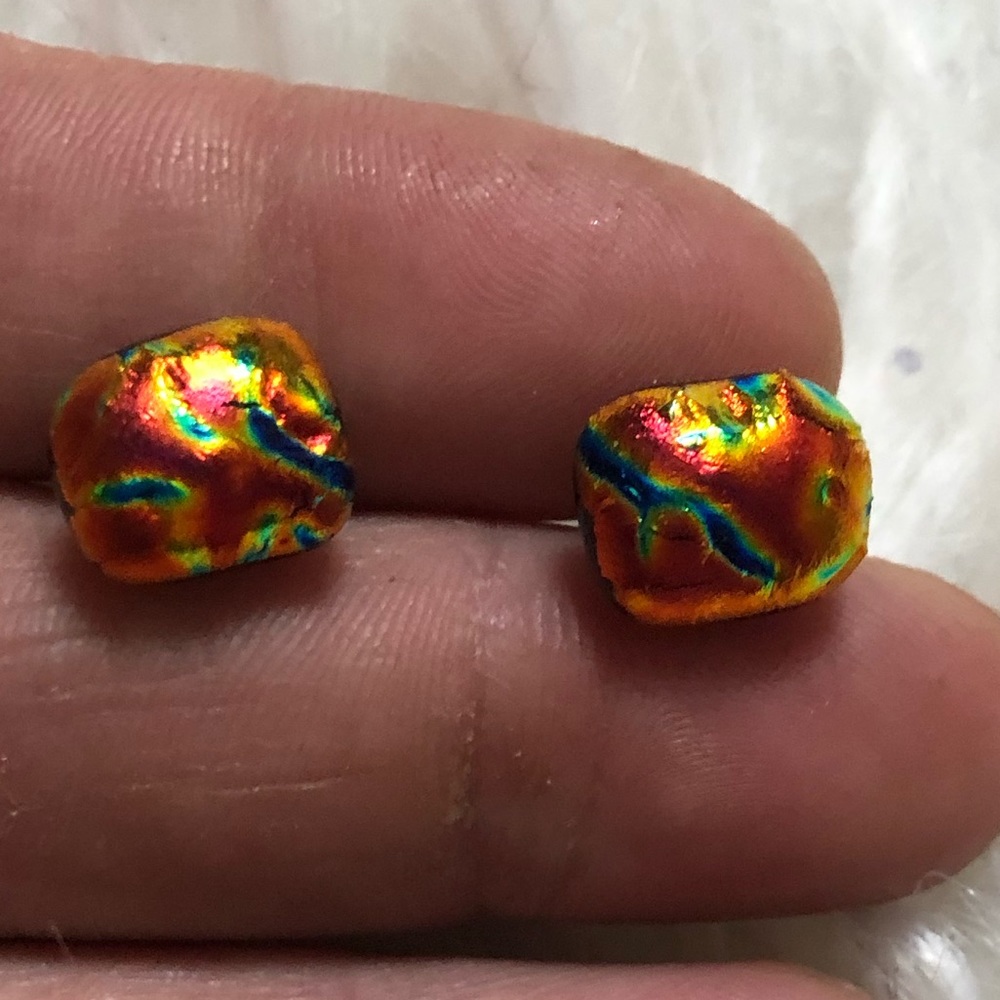 Dichroic glass stud earrings.
